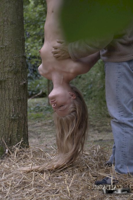 Helpless Cayenne Klein manhandled in outdoor inverted-suspension BDSM action - Photo 14