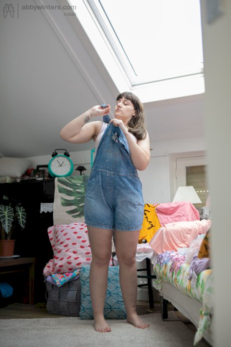 Small titted teen Kelsy gets spied on while dressing in a denim outfit