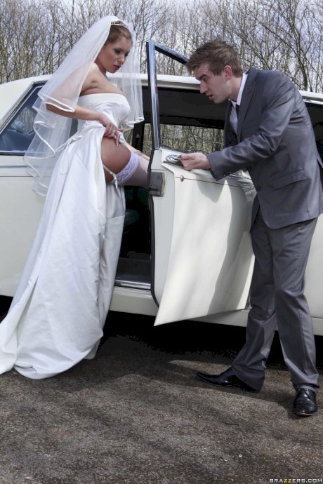 Stunning bride Donna Bell gets boned by chauffeur in public on her wedding day