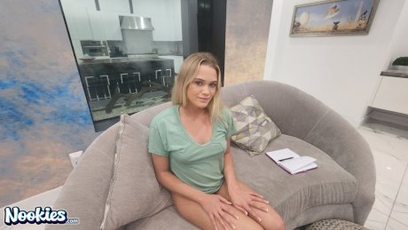 Blonde teen Chloe Rose sports a creampie to conclude POV sex