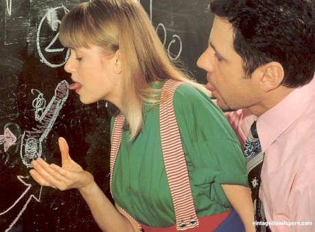 Vintage schoolgirl tastes a dick before exposing her tits and getting fucked - Photo 3
