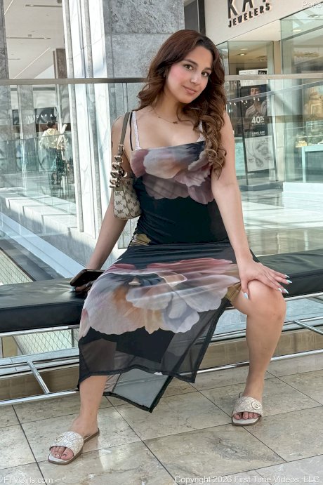 First timer Paris slips out of her dress to get naked in a public washroom - Photo 6