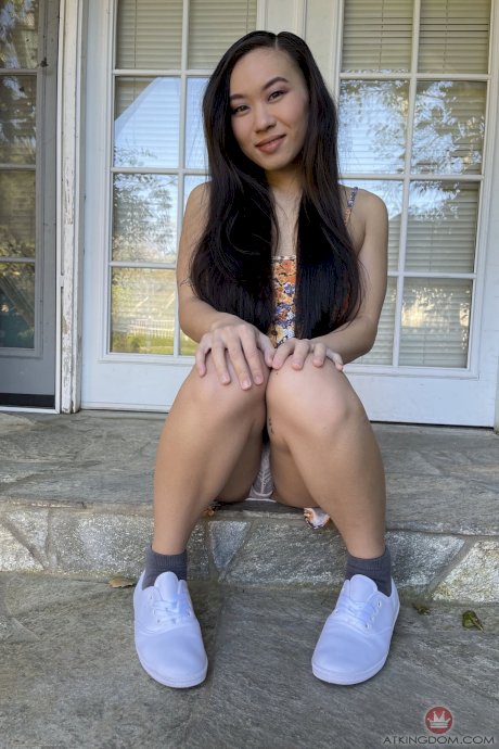 Asian teen Kimmy Kimm exposes her cute small ass and hot love holes - Photo 1