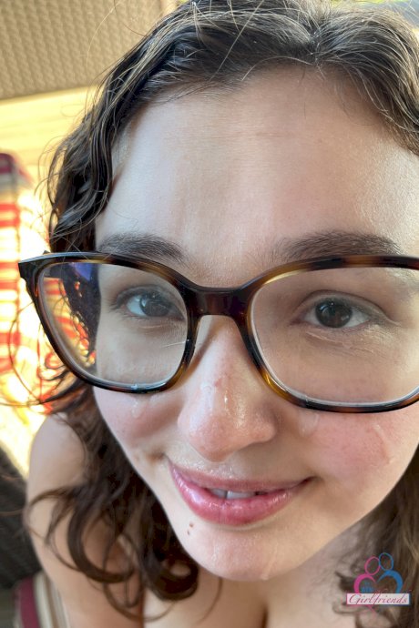 Nerdy teen Leana Lovings exposes her big tits and tasty love holes up close